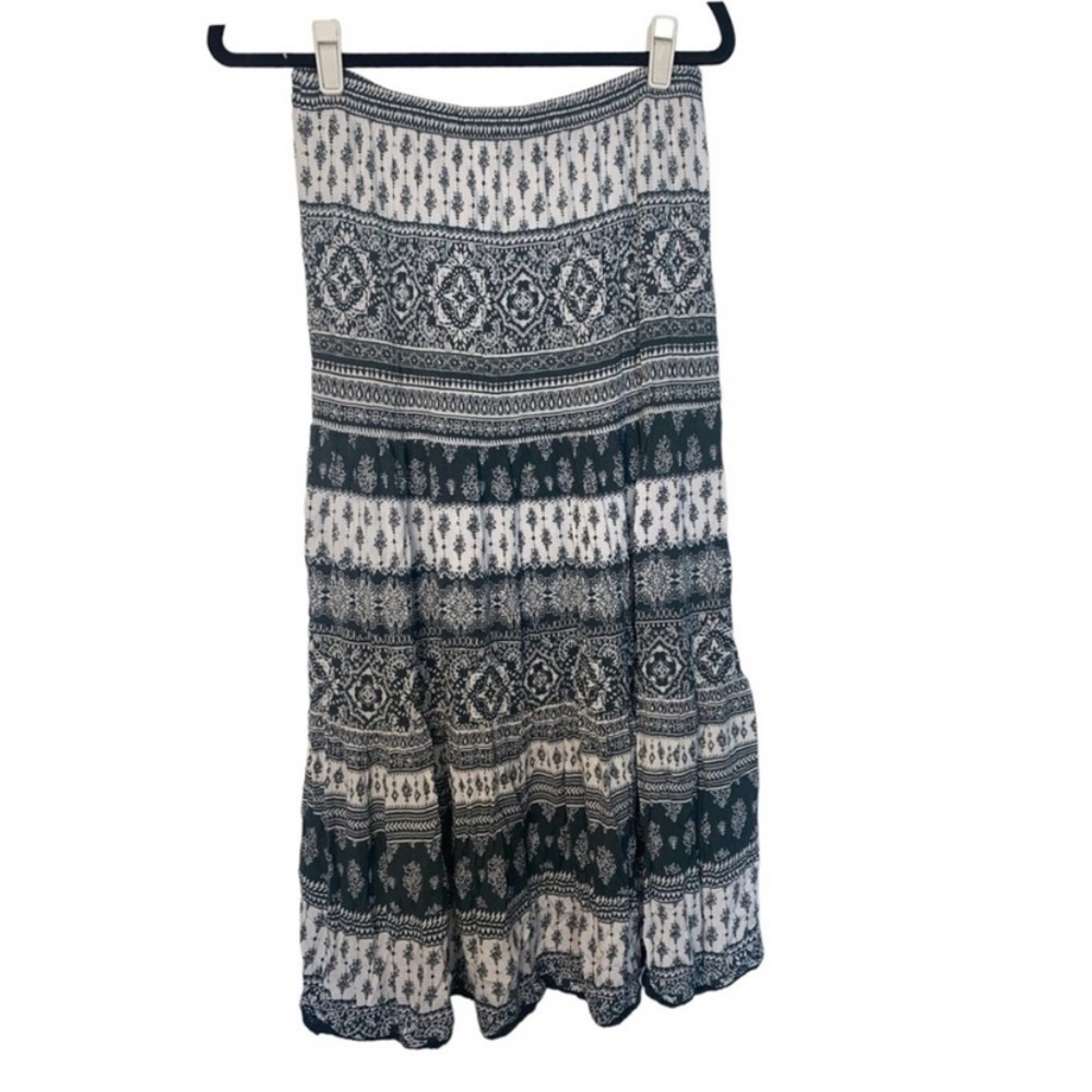 Westport Maxi High Rise BohoPaisley Green Skirt eathy flowy size Small mermaid